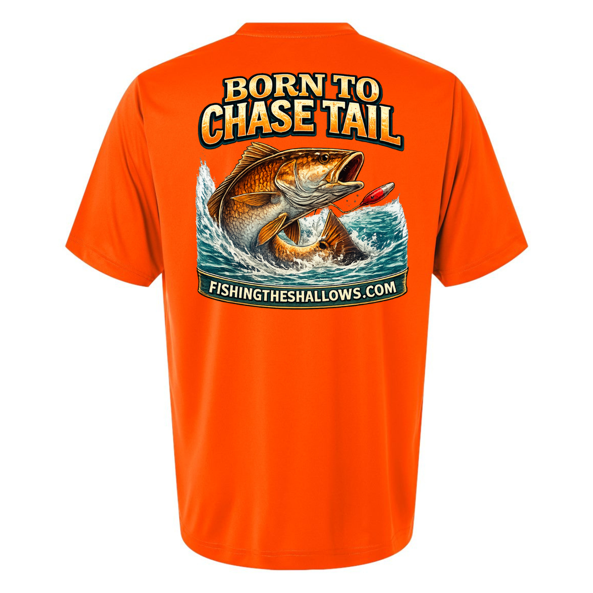 Born To Chase – Men's Short Sleeve — Safety Orange — Back