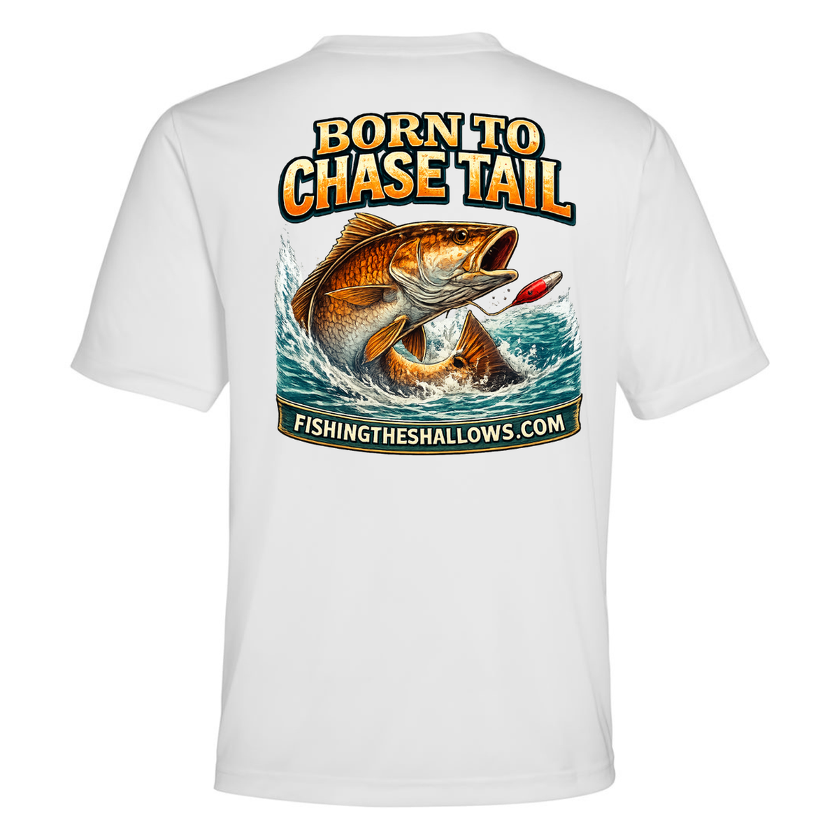 Born To Chase – Men's Short Sleeve — White — Back