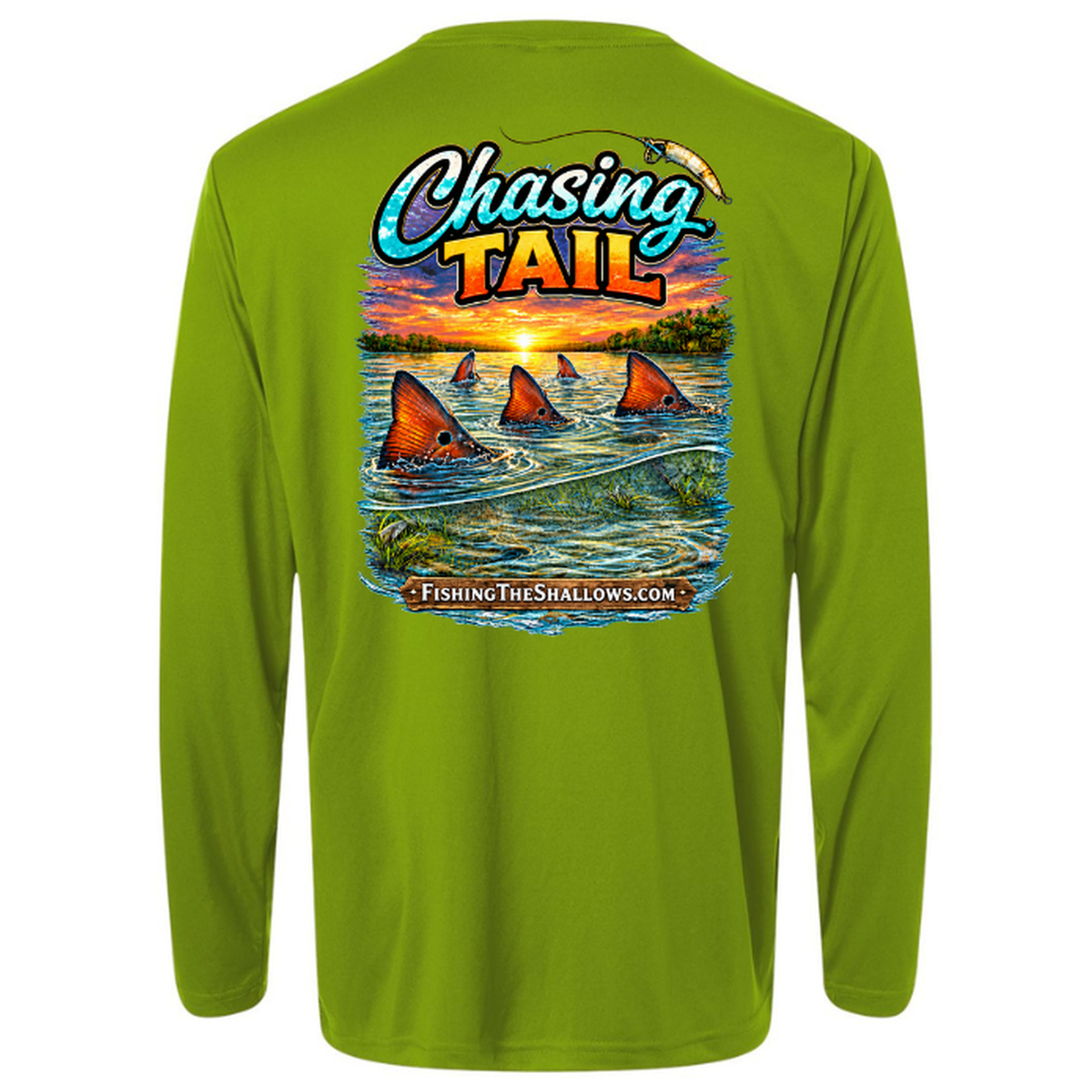 Chasing Tail – Men's Long Sleeve — Acid Green — Back