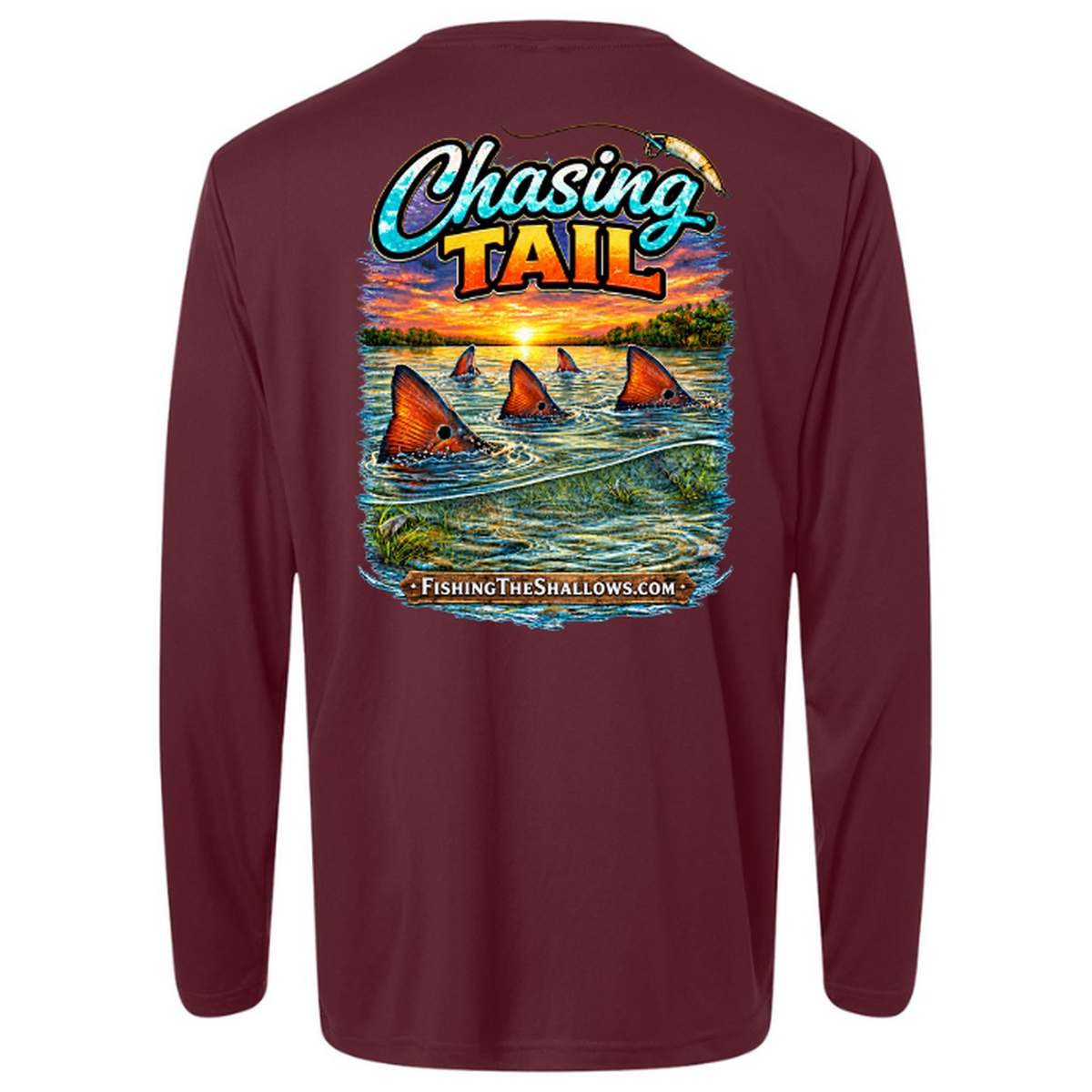 Chasing Tail – Men's Long Sleeve — Burgundy — Back