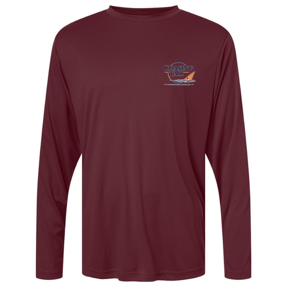 Chasing Tail – Men's Long Sleeve — Burgundy — Front