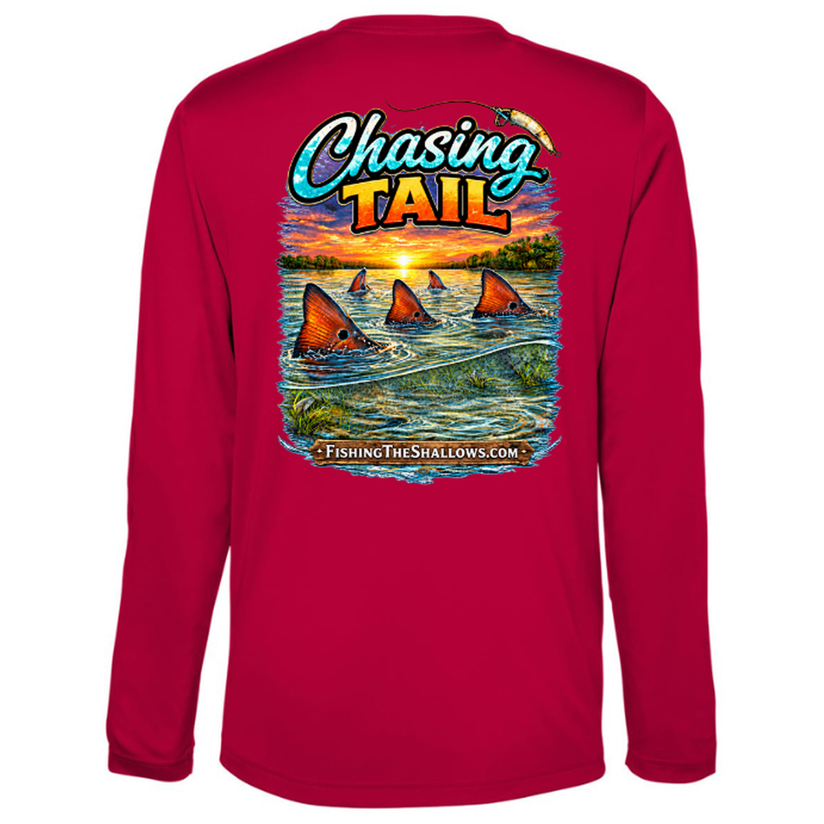 Chasing Tail – Men's Long Sleeve — Classic Red — Back