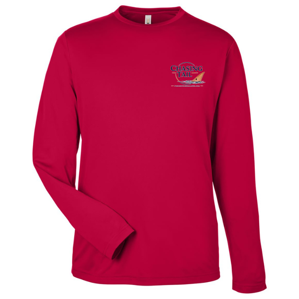 Chasing Tail – Men's Long Sleeve — Classic Red — Front