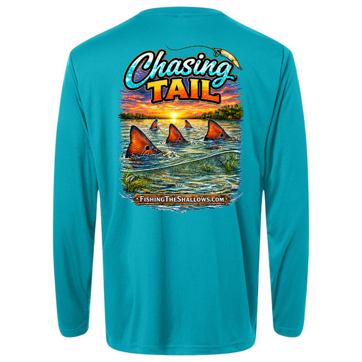 Chasing Tail – Men's Long Sleeve — Clear Teal — Back