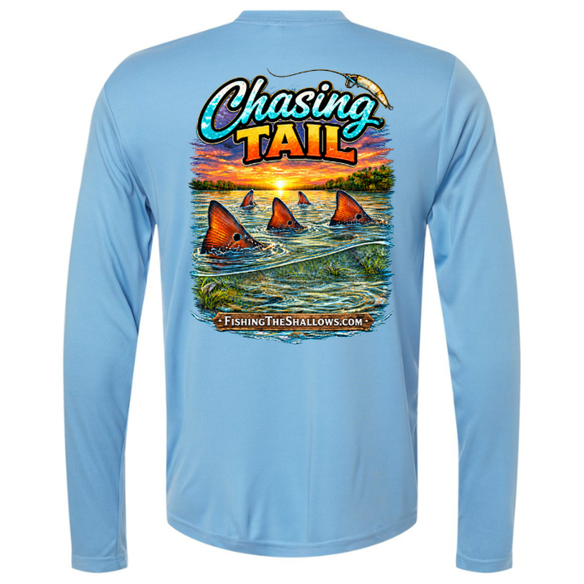 Chasing Tail – Men's Long Sleeve — Columbia Blue — Back