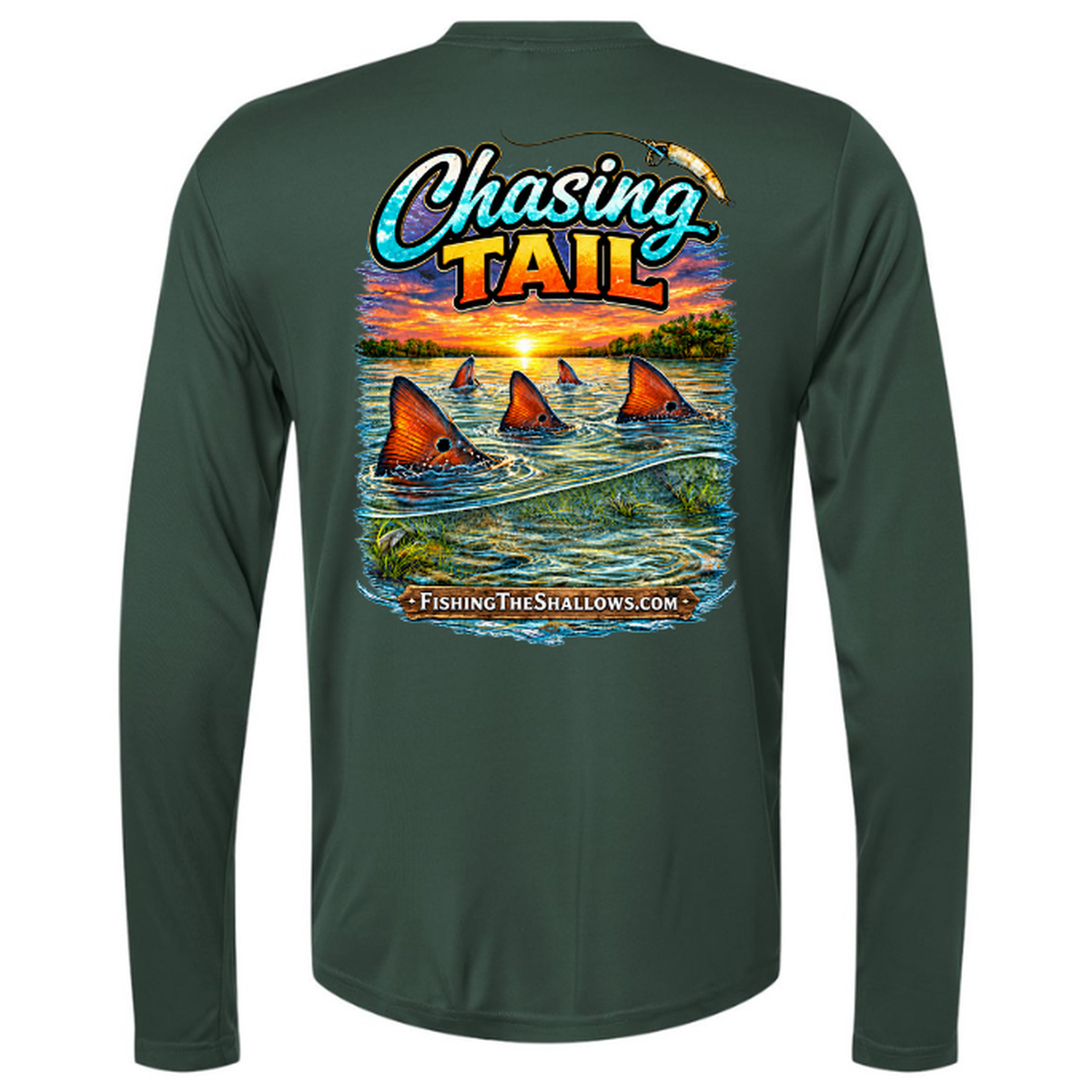 Chasing Tail – Men's Long Sleeve — Forest — Back