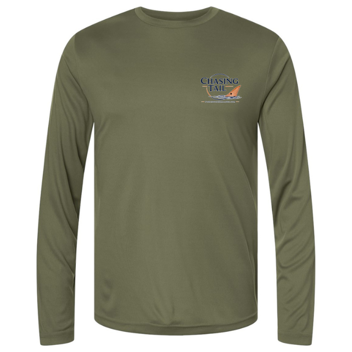 Chasing Tail – Men's Long Sleeve — Military Green — Front