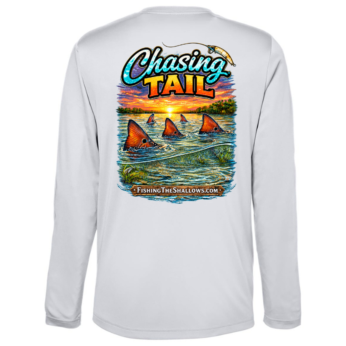 Chasing Tail – Men's Long Sleeve — Platinum — Back