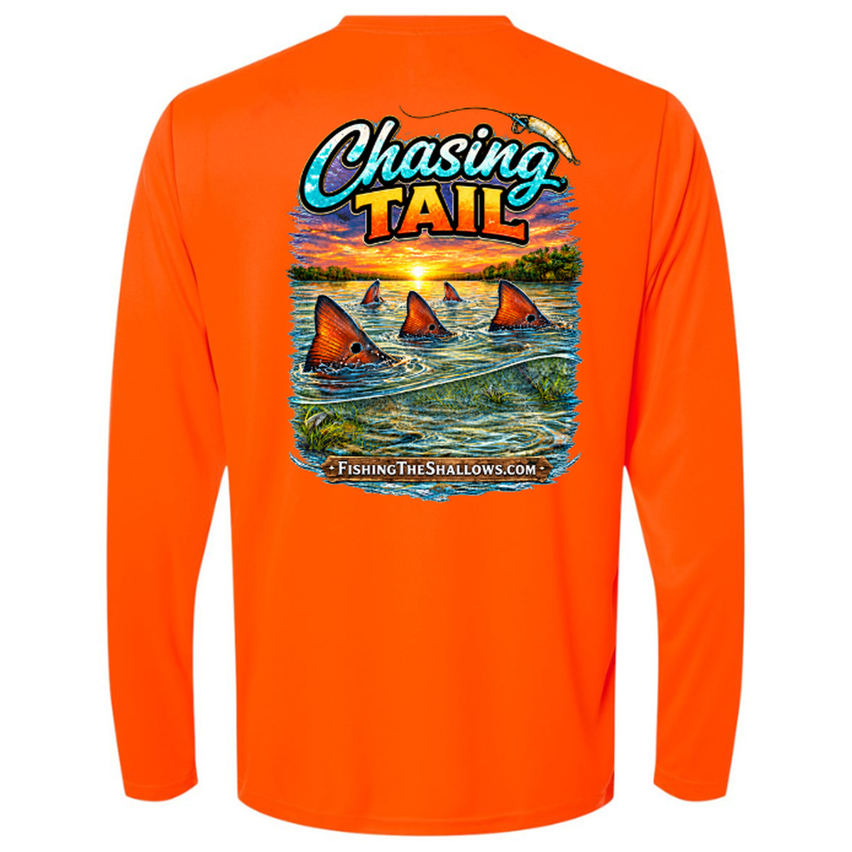 Chasing Tail – Men's Long Sleeve — Safety Orange — Back