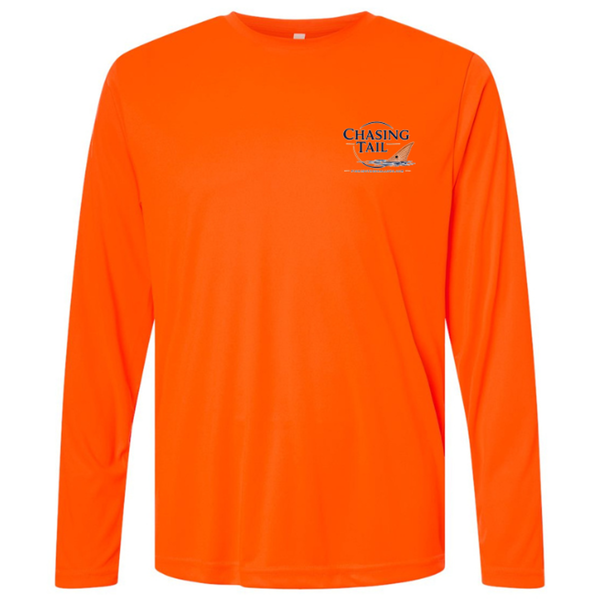 Chasing Tail – Men's Long Sleeve — Safety Orange — Front