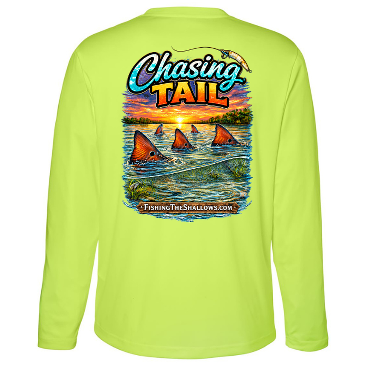 Chasing Tail – Men's Long Sleeve — Safety Yellow — Back