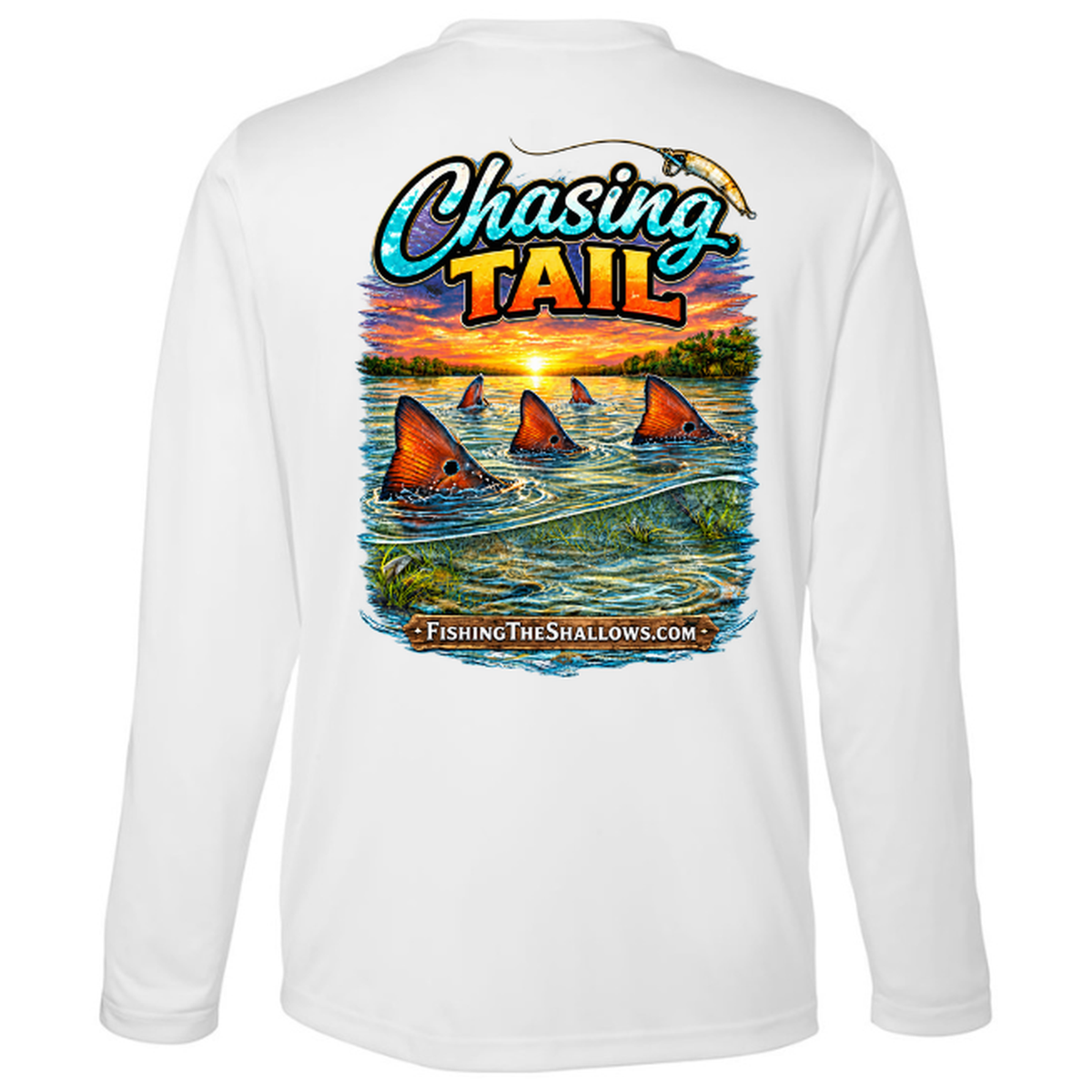Chasing Tail – Men's Long Sleeve — White — Back