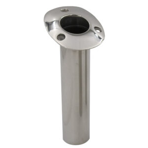 C.E. Smith 70 Series Standard Flush Mount Rod Holder – 15 Degree – Stainless Steel – Gimbal Bar Bottom – Black Liner