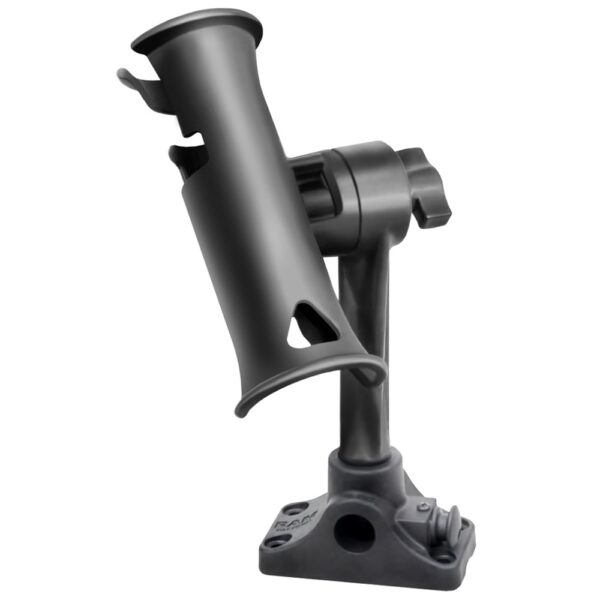 RAM Mount RAM Tube Jr. Fishing Rod Holder, Standard 6" Length Post Spline & Combo Bulkhead-Flat Surface Base w-Plunger