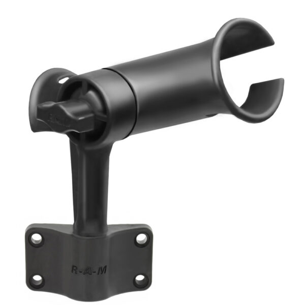 RAM Mount RAM Tube Jr. Fishing Rod Holder w-Short 4" Length Post Spline & Bulkhead Mounting Base