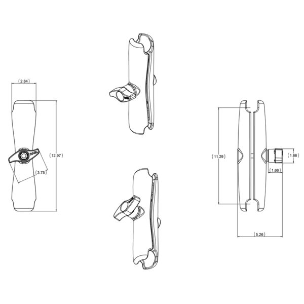 RAM Mount Long Double Socket Arm f-2.25" Ball Bases - Image 2