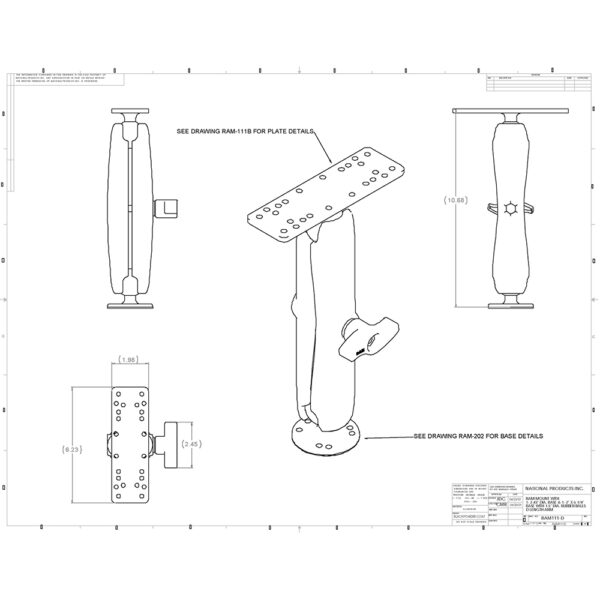 RAM Mount Marine Electronics Mount Long Arm Gimbal Bracket - Image 2