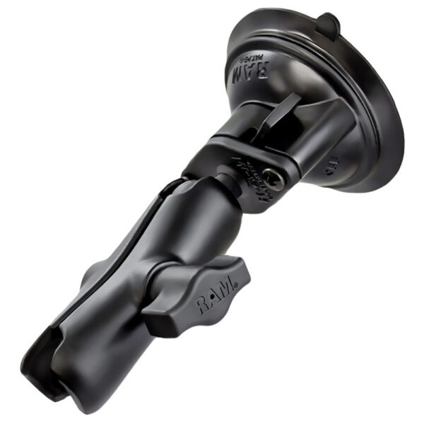 RAM Mount 1" Diameter Ball Standard Length Double Socket Arm w-3.25" Diameter Suction Cup Twist Lock Base