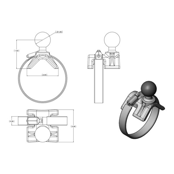 RAM Mount Strap Mount w-Arm & Round Base - Image 2