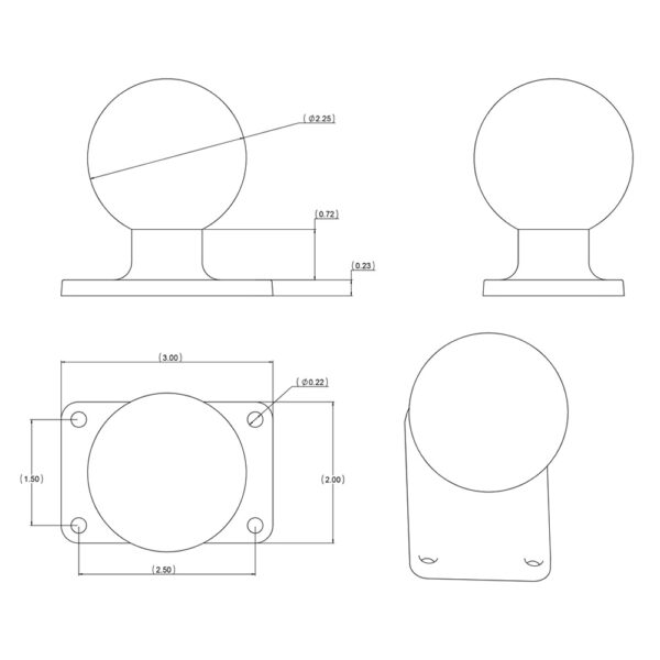 RAM Mount 2" x 3" Rectangle Base w-2.25" Ball - Image 2