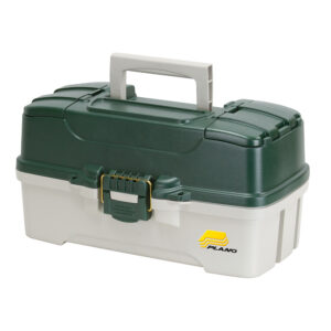 Plano 3-Tray Tackle Box w-Duel Top Access – Dark Green Metallic-Off White