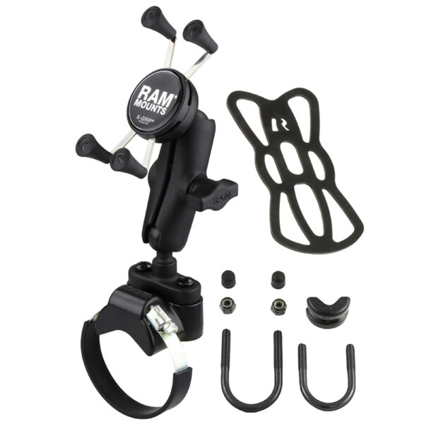 RAM Mount Strap Clamp, Roll Bar Mount w-Universal X-Grip Cell-iPhone Cradle