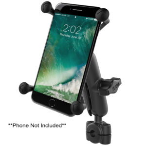 RAM Mount RAM Torque 3-8″ – 5-8″ Diameter Mini Rail Base with 1″ Ball, Medium Arm and X-Grip for Larger Phones