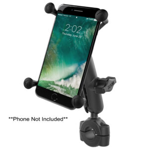 RAM Mount RAM Torque 3-4″ – 1″ Diameter Handlebar-Rail Base with 1″ Ball, Medium Arm and X-Grip for Larger Phones