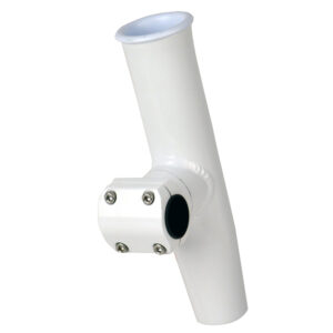 C.E. Smith Adjustable Mid Mount Rod Holder – 7-8″ or 1″ OD – White Powder Coat Aluminum w-Sleeve & Hex Key