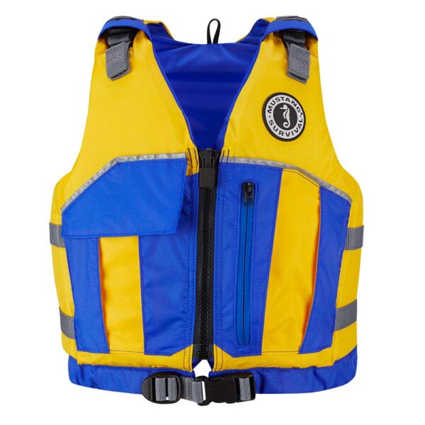 Mustang Youth Reflex Foam Vest - Yellow-Royal Blue - Image 2