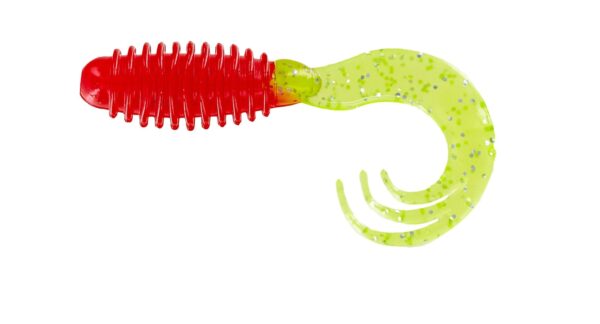 Big Bite Ring Triple Grub 2in 10ct Red-Chartreuse