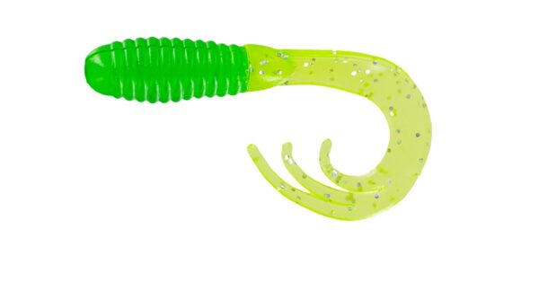 Big Bite Triple Tip Grub 2in 10ct Green-Chartreuse Silver