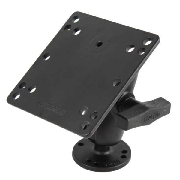 RAM Mount 4.75" Square Base VESA Plate 75mm and 100mm Hole Patterns w-Short Arm Surface Mount