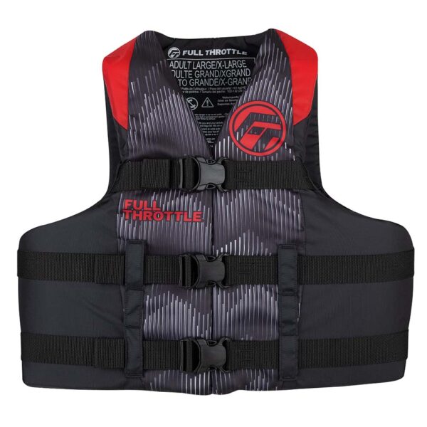 Full Throttle Adult Nylon Life Jacket - S-M - Red-Black