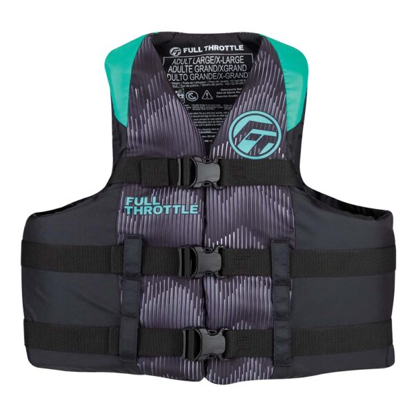 Full Throttle Adult Nylon Life Jacket - S-M - Aqua-Black