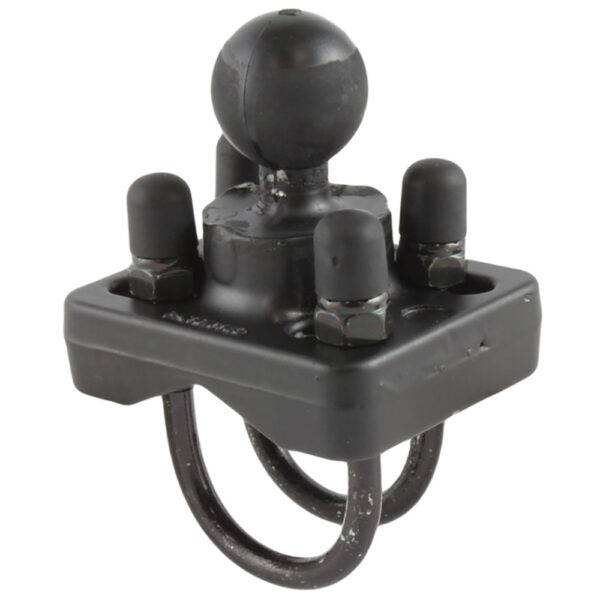 RAM Mount Double U-Bolt Base w-1" Ball f-Rails from 0.75" to 1.25" Diameter