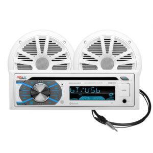 Boss Audio MCK508WB.6 Marine Stereo & 6.5″ Speaker Kit – White