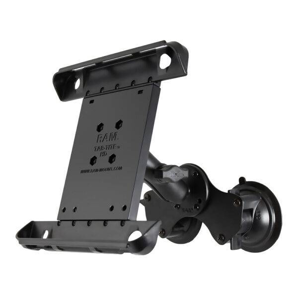 RAM Mount Double Twist-Lock Suction Cup Mount w-Tab-Tite Universal Spring Loaded Cradle f-Apple iPad 1-4 w-or w-o Light Duty Case